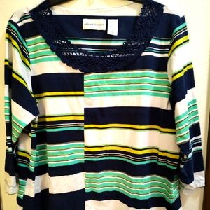 Alfred Dunner ladies top, blue stripes, lg